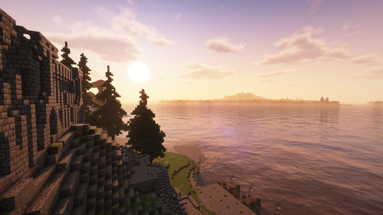 The ocean to the south of Fort Frostmoth, the isle of Vvardenfell in the distance