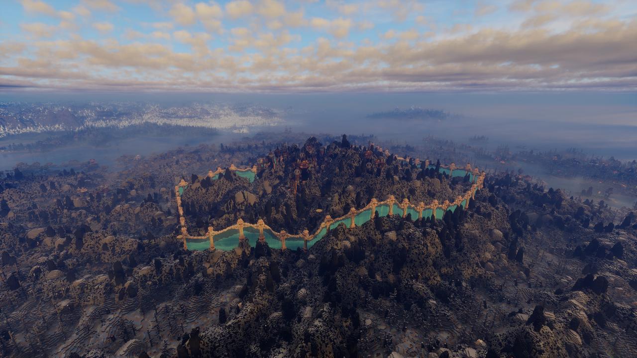 A view of red mountain from above