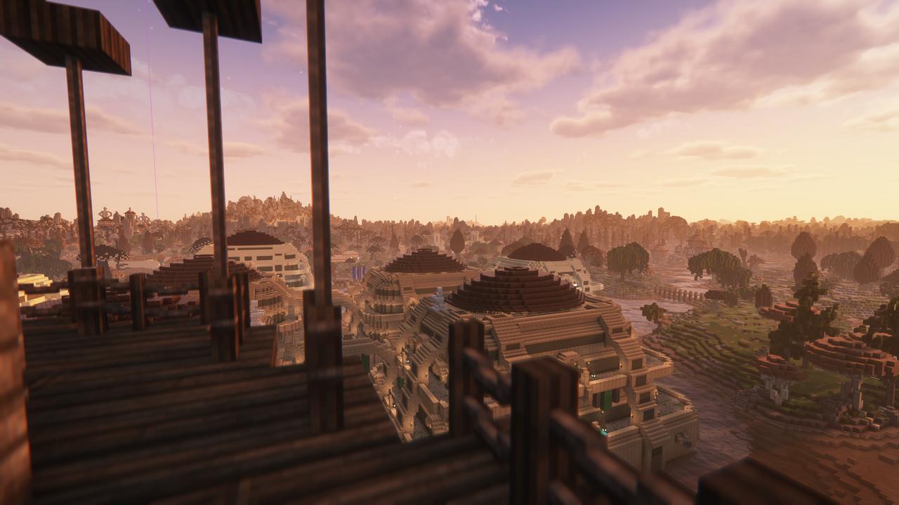 Overlooking Vivec City from above.