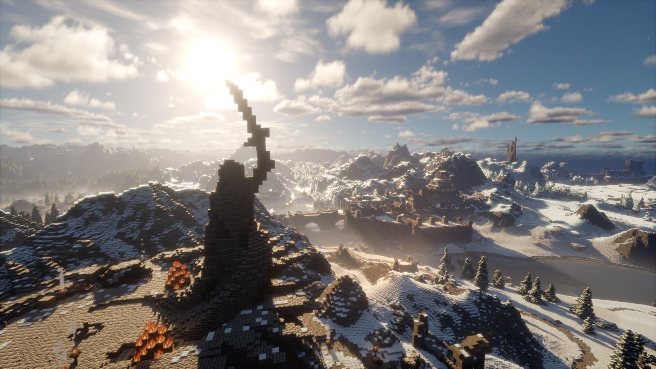 Sacellum of Boethiah overlooking Windhelm and beyond.